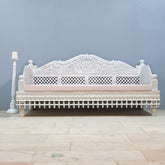 Mughal Garden Hand Carved Balinese Daybed White 190X95X90 cm